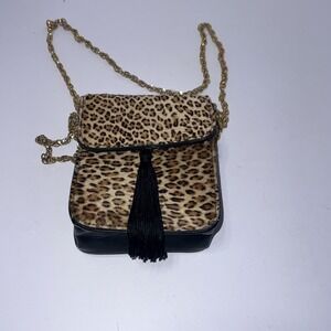 Vintage‎ st maarten genuine fur and leather small crossbody purse With Tassel